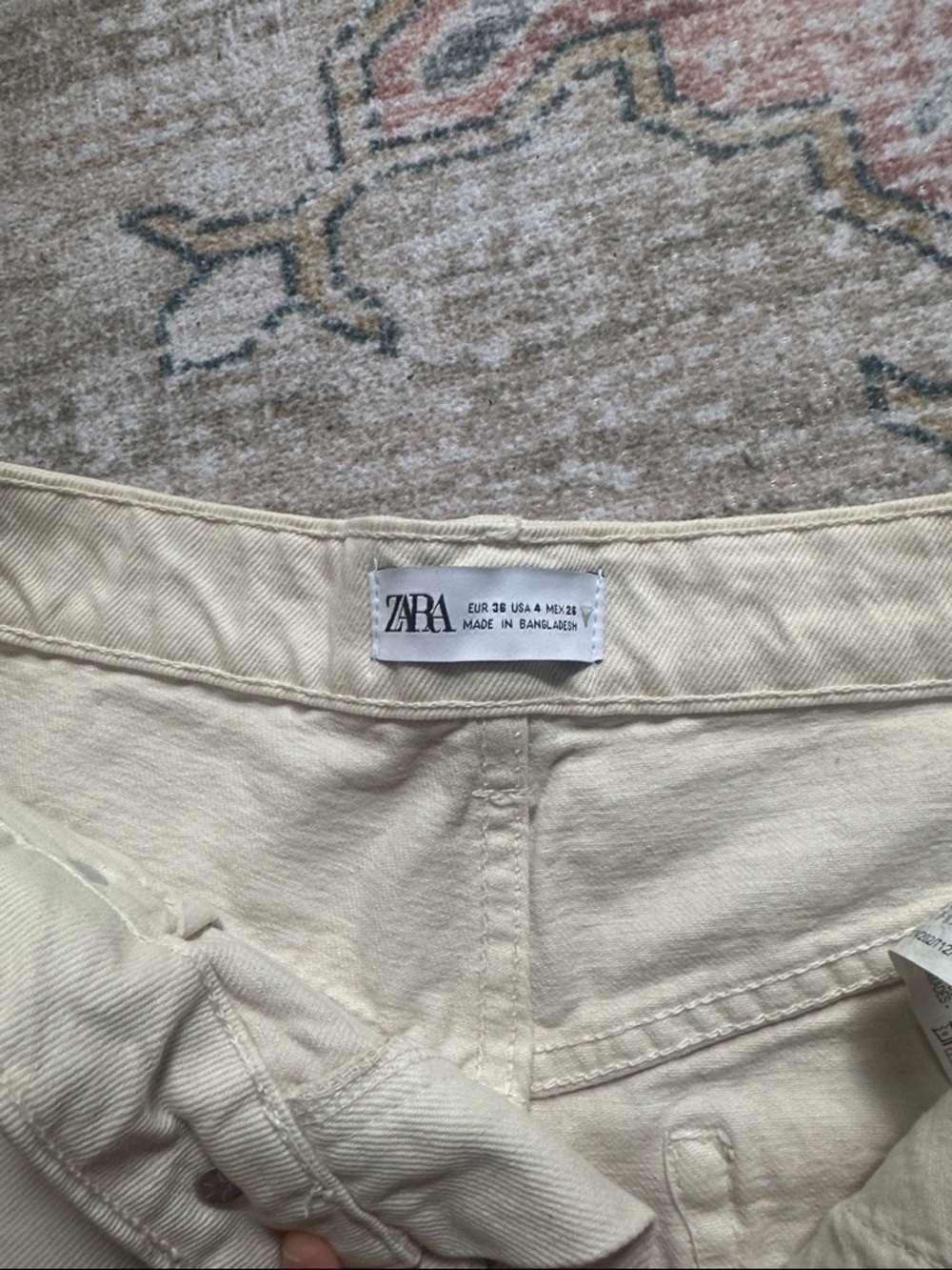 Zara a line cream denim high waisted shorts - Picture 2 of 3